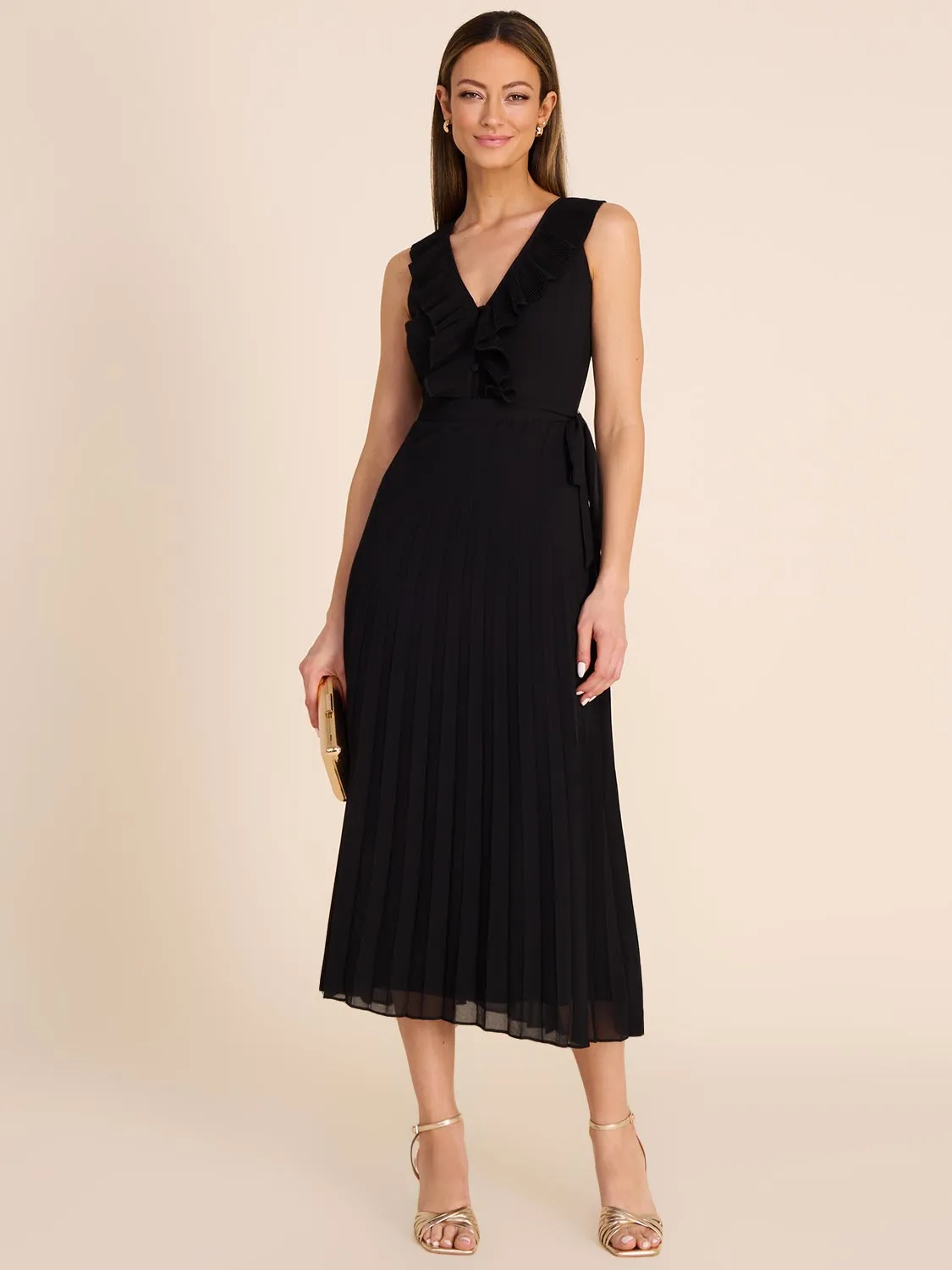Pleated Chiffon Midi Dress sold by Suzy Shier