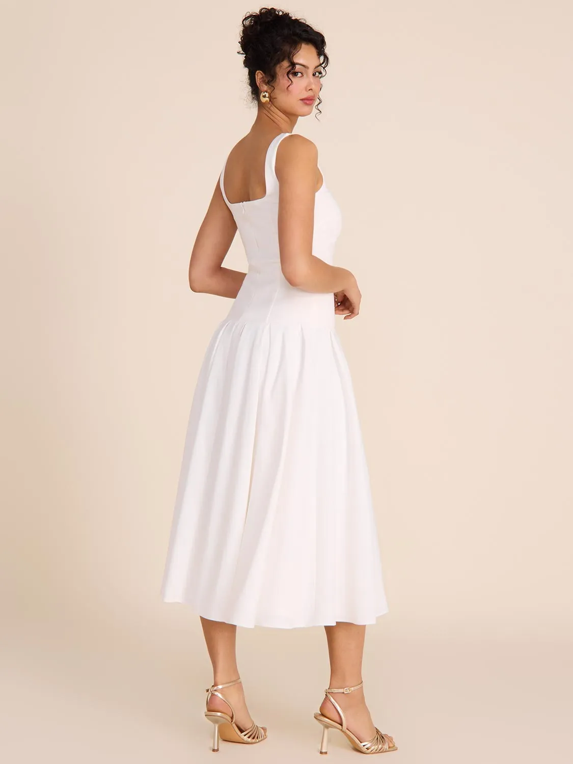 Sleeveless Midi Dress With Taffeta Skirt sold by Suzy Shier product image thumbnail 4