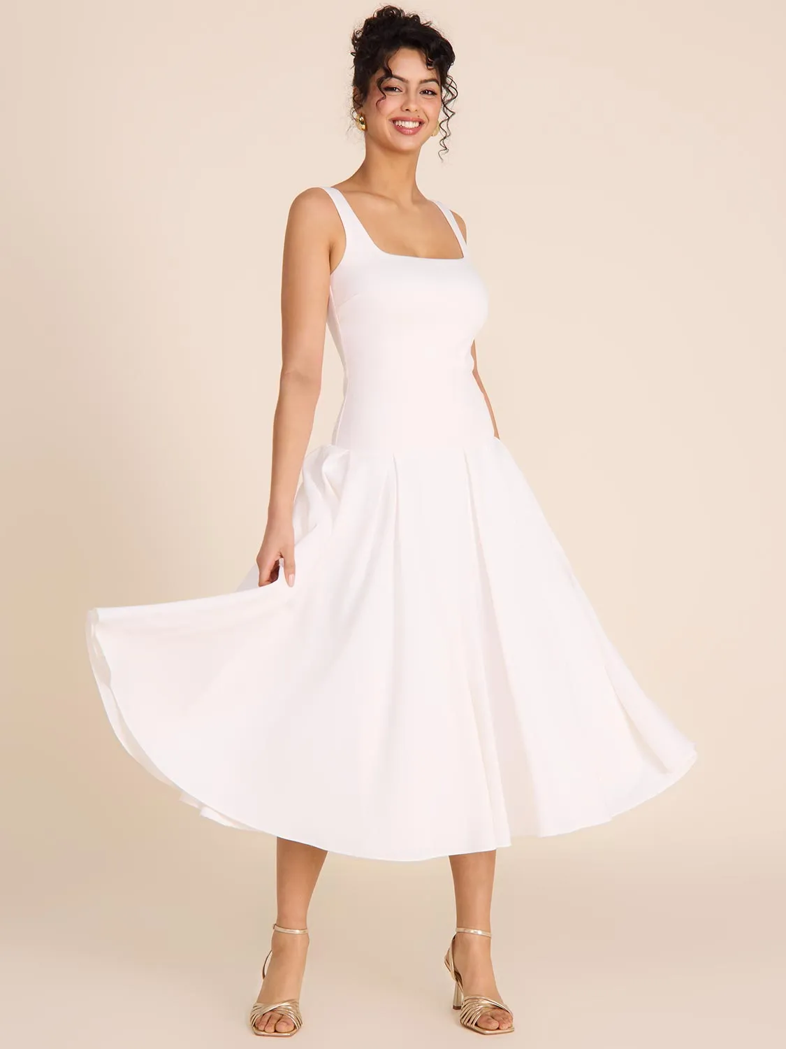 Sleeveless Midi Dress With Taffeta Skirt sold by Suzy Shier product image thumbnail 2