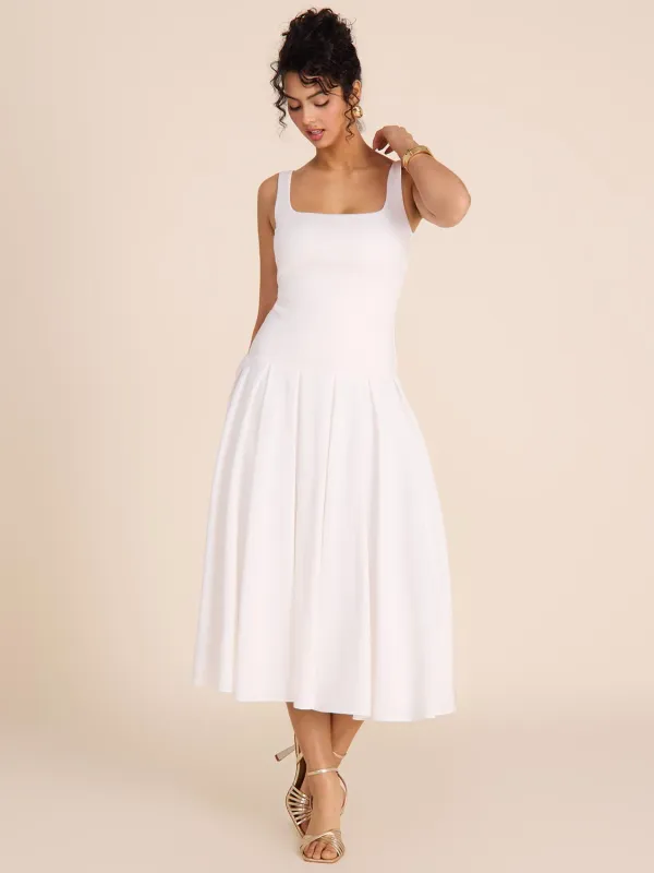 Sleeveless Midi Dress With Taffeta Skirt sold by Suzy Shier