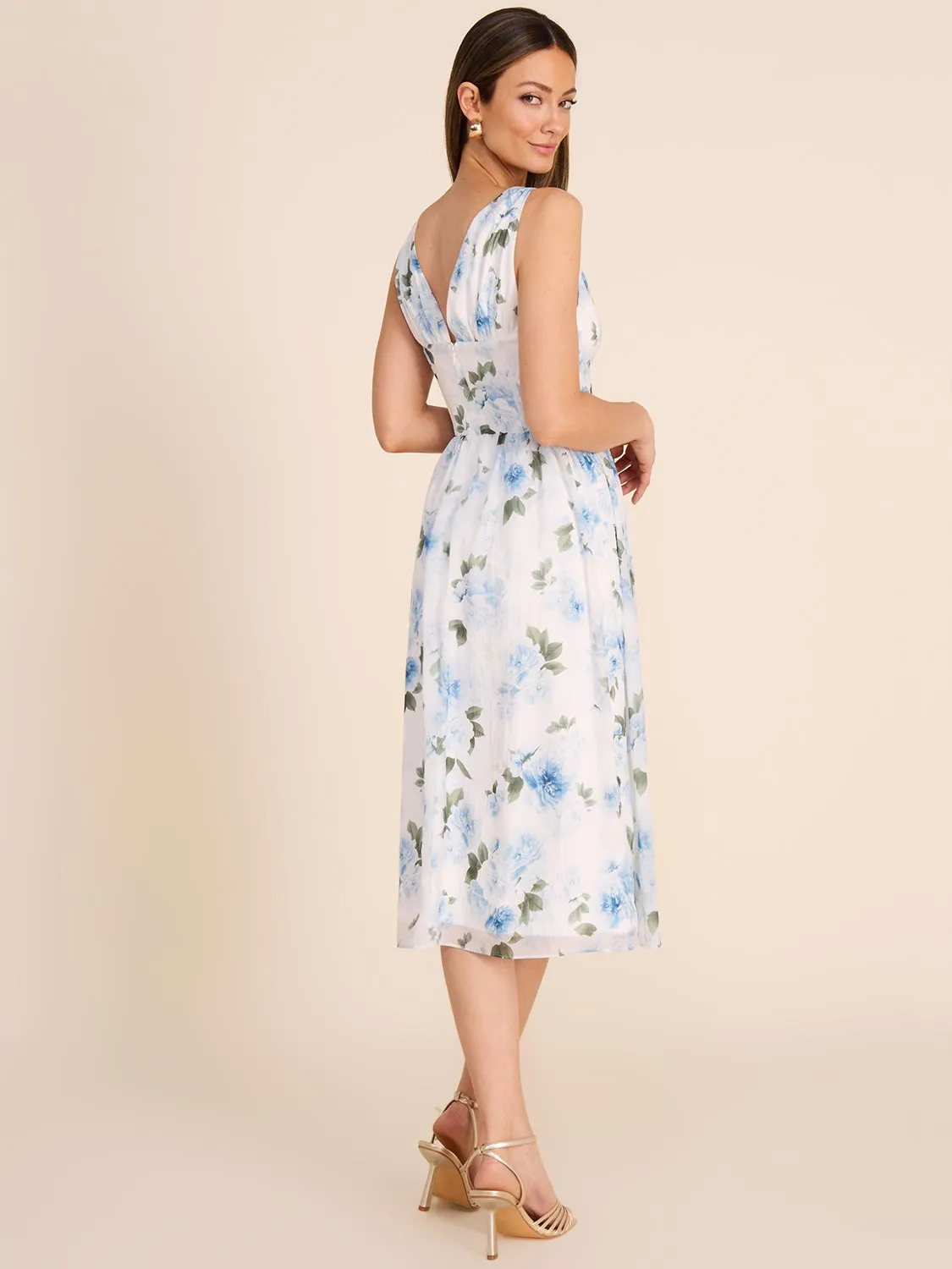 V-Neck Floral Fit & Flare Midi Dress sold by Suzy Shier product image thumbnail 4