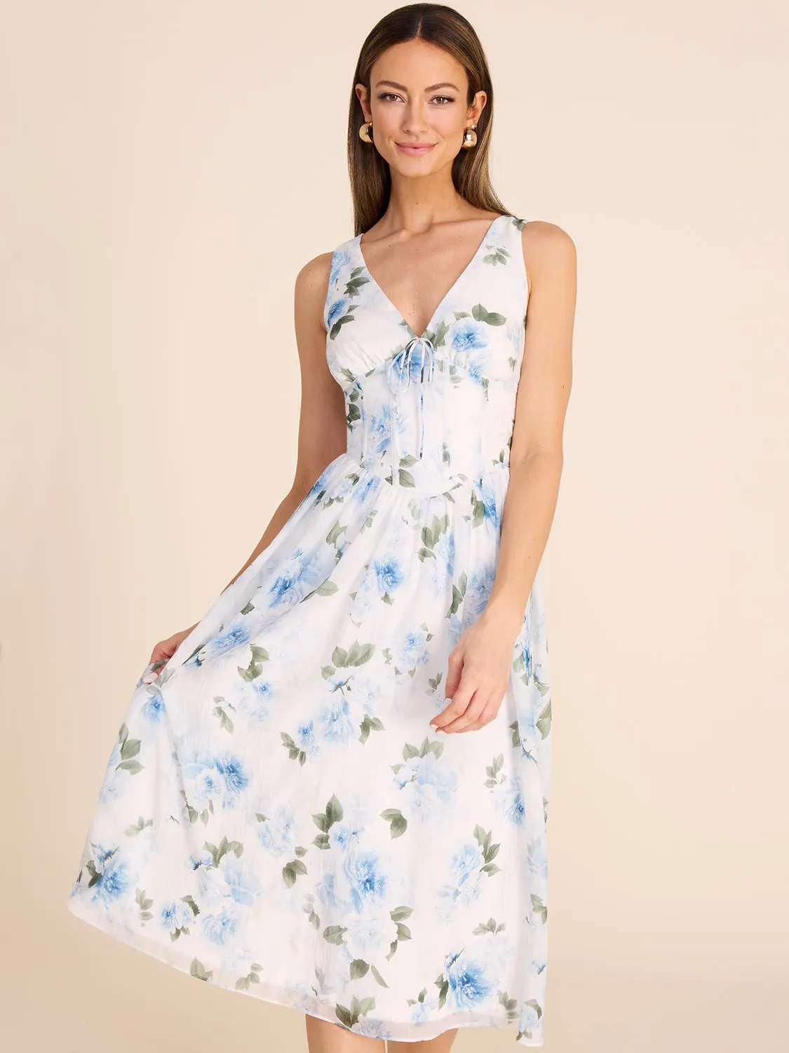 V-Neck Floral Fit & Flare Midi Dress sold by Suzy Shier product image thumbnail 2