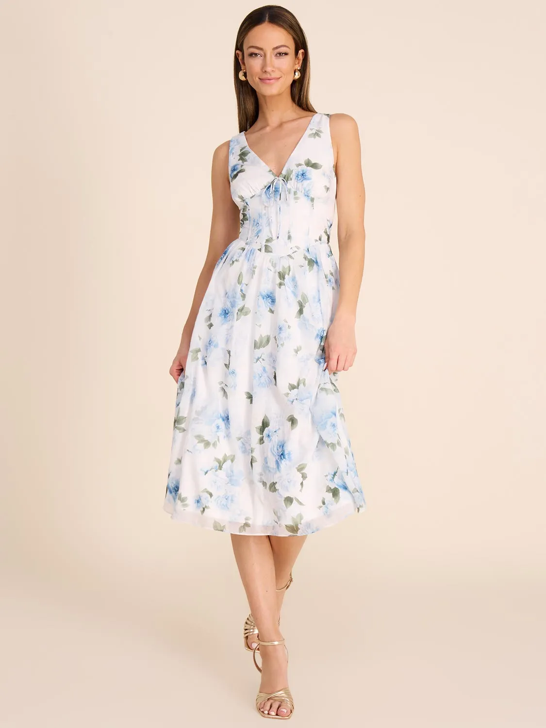 V-Neck Floral Fit & Flare Midi Dress sold by Suzy Shier