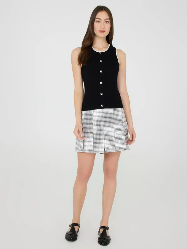 Windowpane Pleated Mini Skirt sold by Suzy Shier