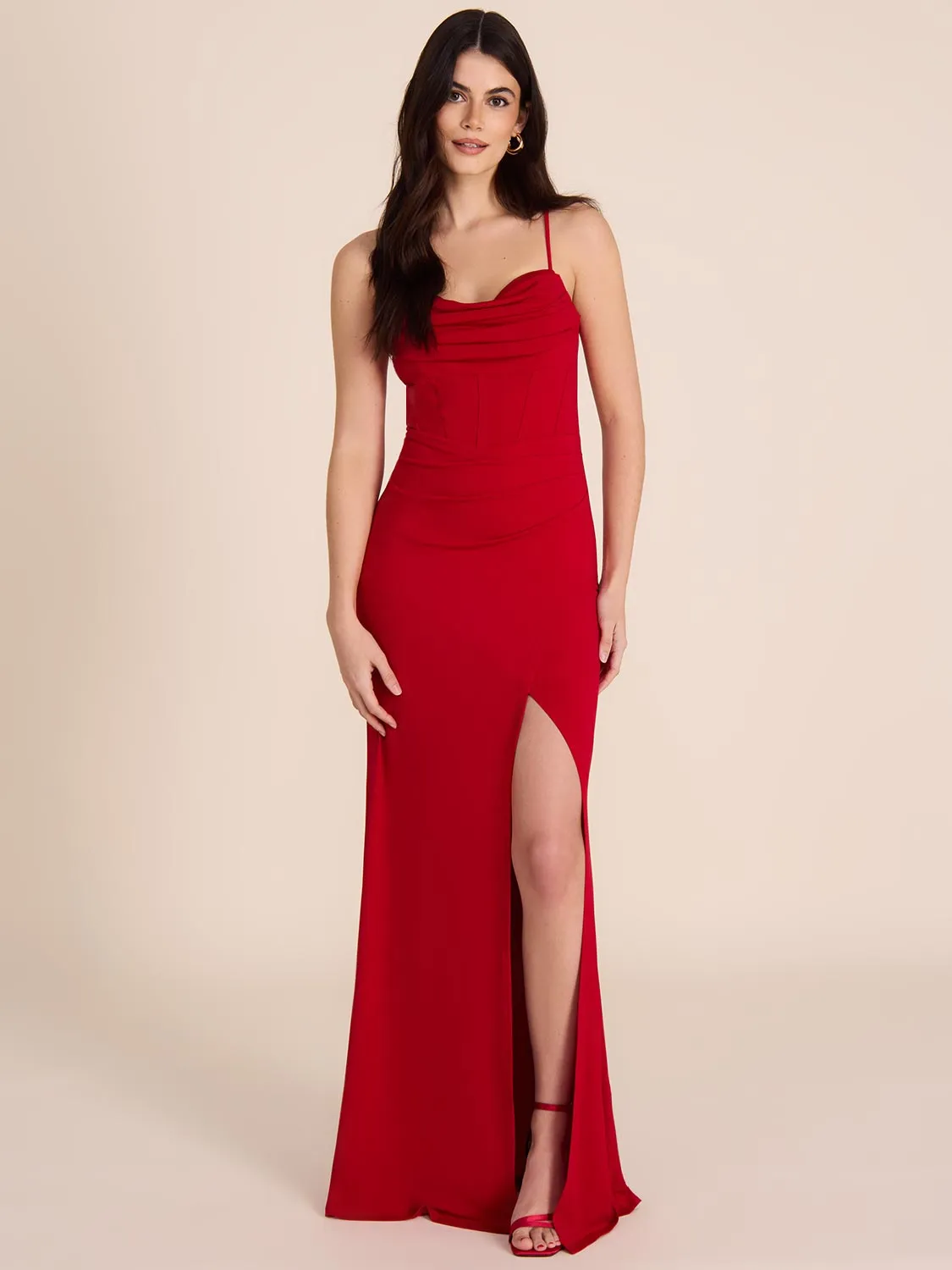 Cowl Neck Bustier Gown sold by Suzy Shier product image thumbnail 5