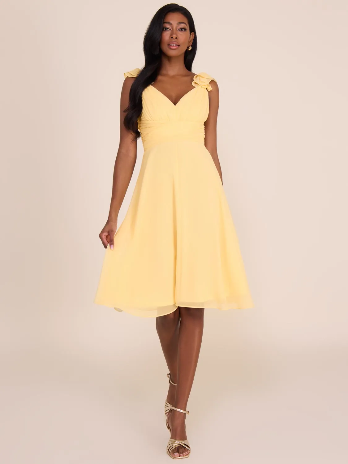 V-Neck Fit & Flare Chiffon Dress sold by Suzy Shier