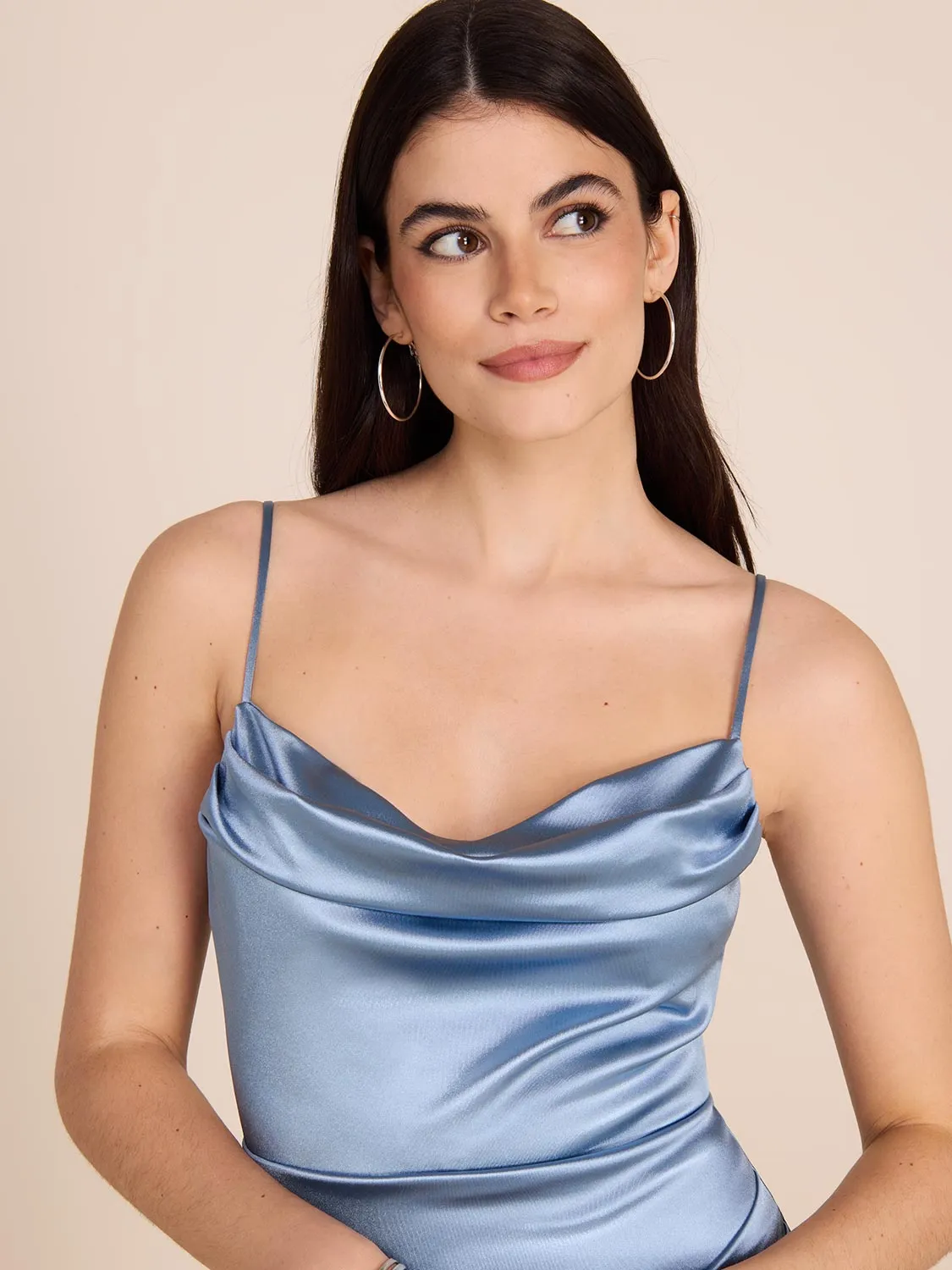 Cowl Neck Satin Sheath Dress sold by Suzy Shier product image thumbnail 2