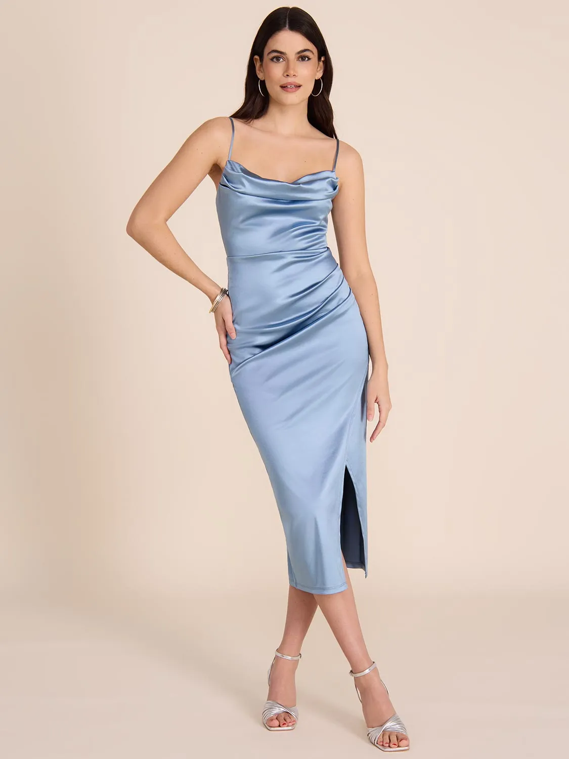 Cowl Neck Satin Sheath Dress sold by Suzy Shier