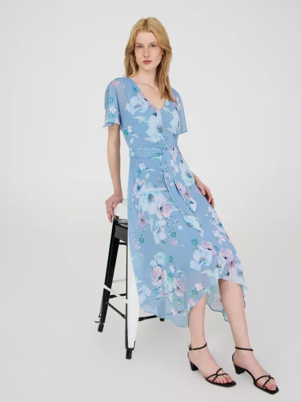Floral Print Chiffon Handkerchief Hem Dress sold by Suzy Shier