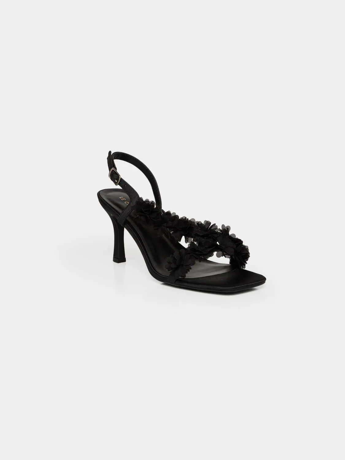 Square Toe Strappy Satin Heel sold by Suzy Shier product image thumbnail 2