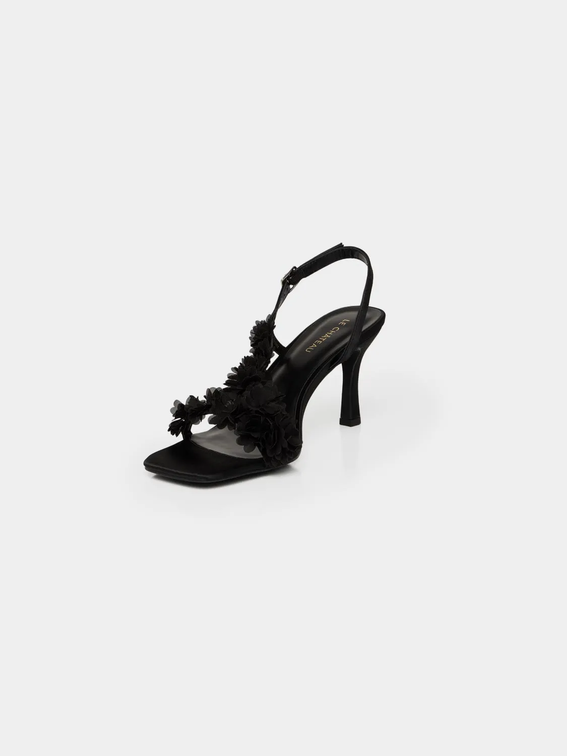 Square Toe Strappy Satin Heel sold by Suzy Shier product image thumbnail 3