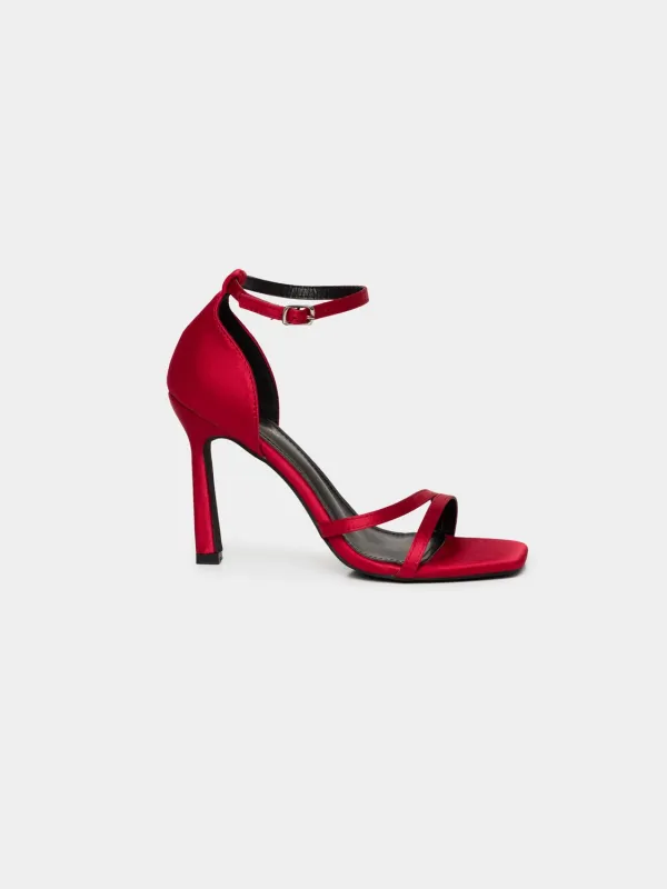 Satin Strappy High Heel Sandal sold by Suzy Shier