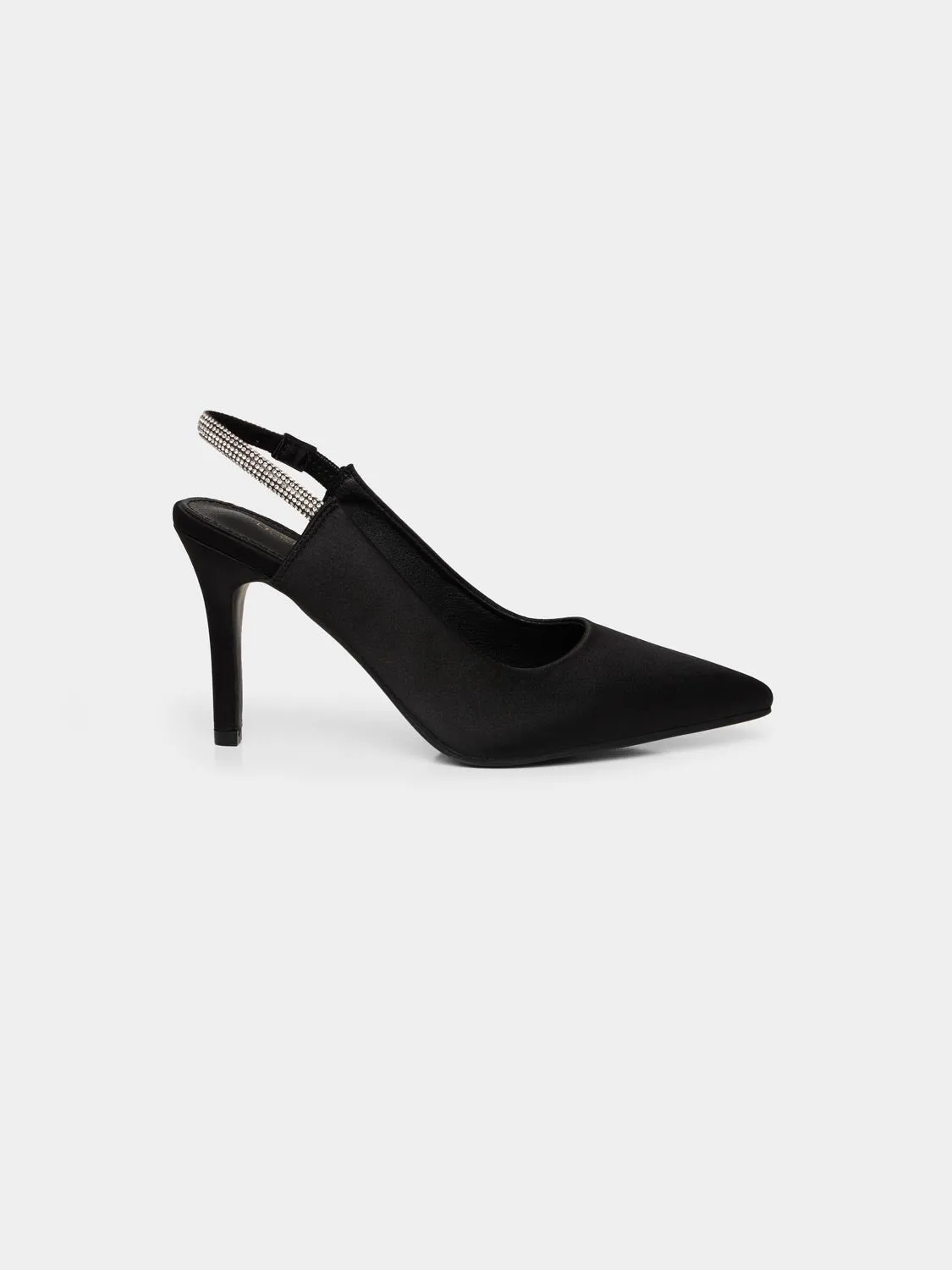 Satin Slingback Pump With Rhinestone Strap sold by Suzy Shier product image thumbnail 3