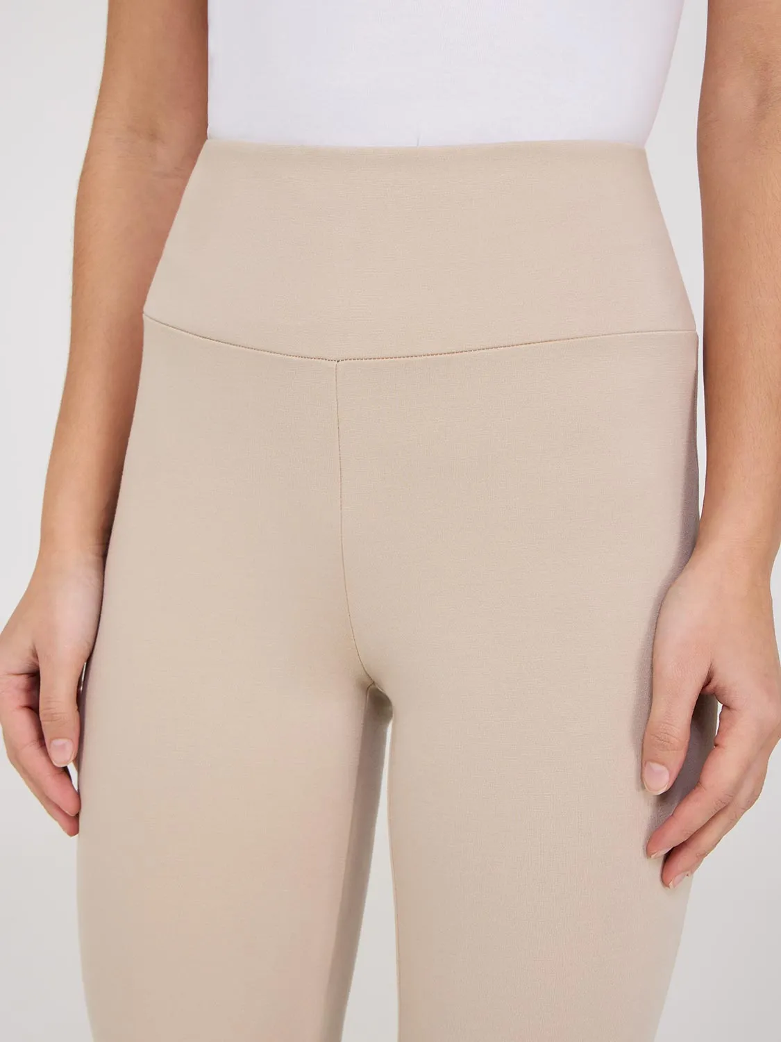 Wide Waistband Capri Pants With Slit Hem sold by Suzy Shier product image thumbnail 2