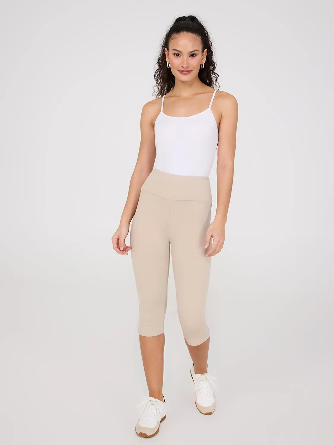 Wide Waistband Capri Pants With Slit Hem sold by Suzy Shier