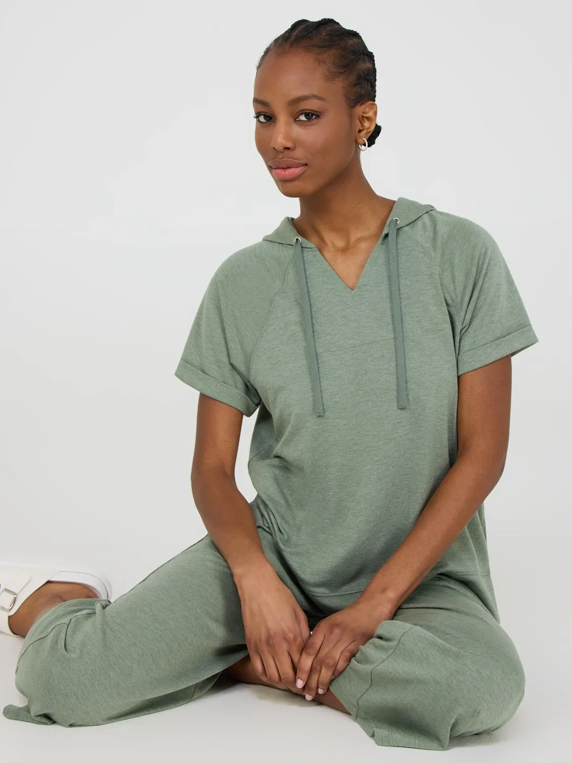 Short Sleeve French Terry Hoodie sold by Suzy Shier product image thumbnail 3