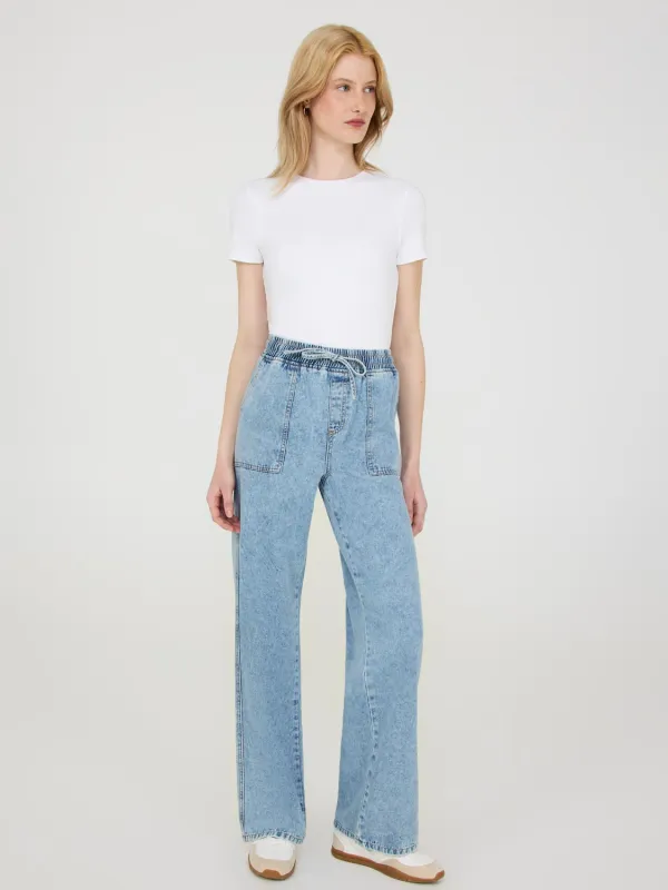Drawstring Wide-Leg Jeans sold by Suzy Shier