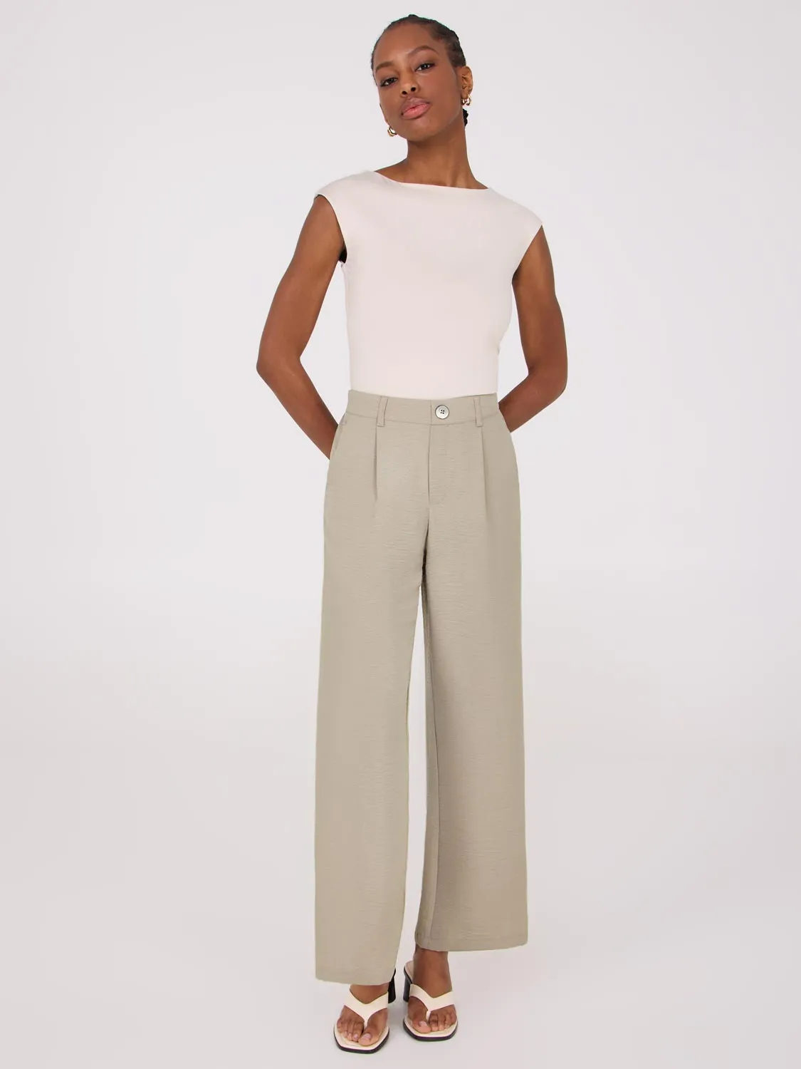 Mid-Rise Wide-Leg Pants sold by Suzy Shier