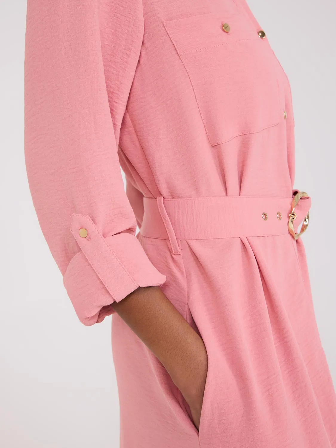 Belted Long Sleeve Midi Shirt Dress sold by Suzy Shier product image thumbnail 2