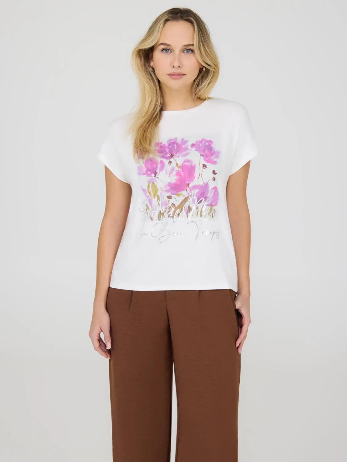 Floral Print Graphic T-Shirt sold by Suzy Shier
