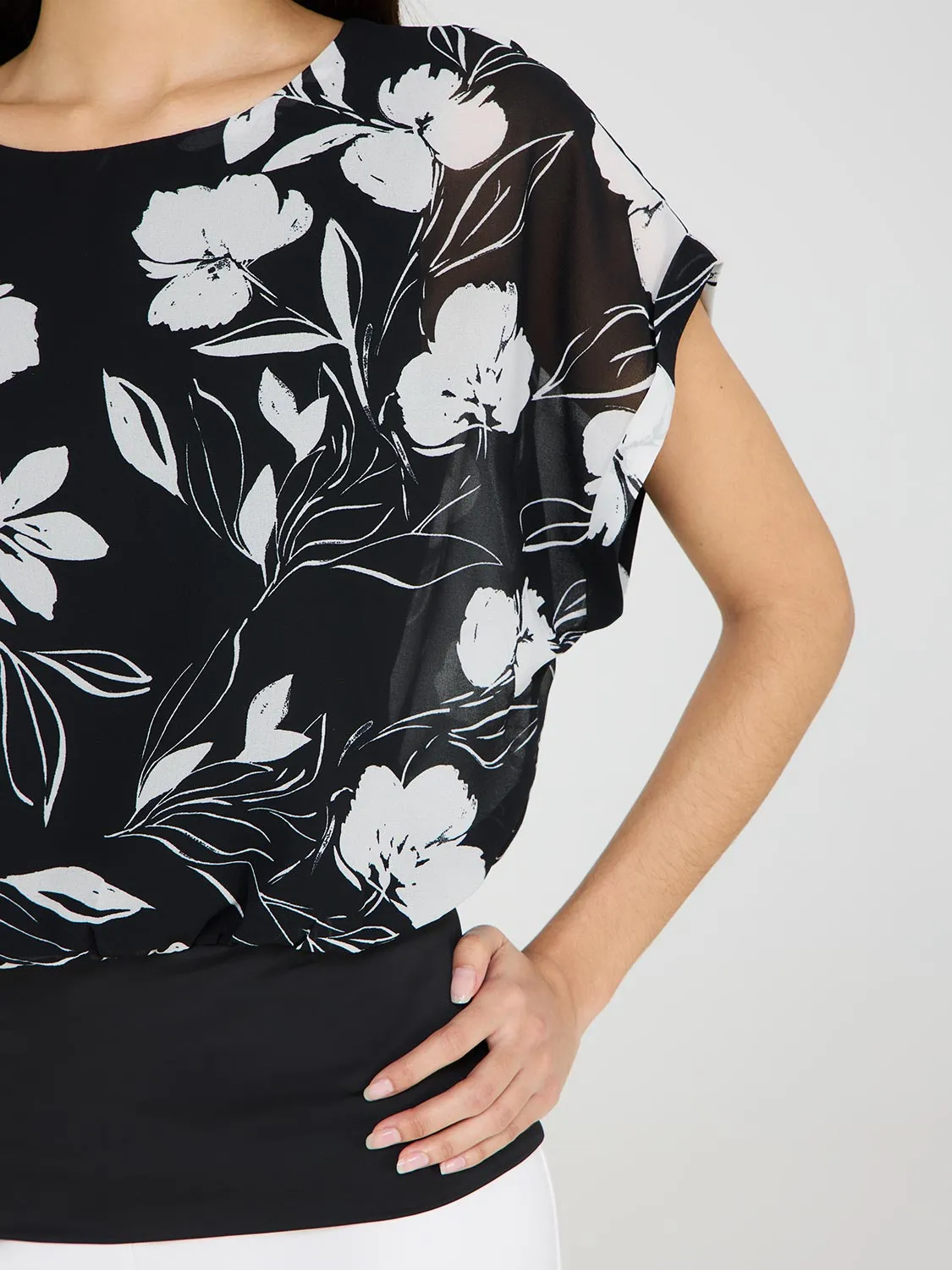 Floral Dolman Sleeve Chiffon Top With Cami sold by Suzy Shier product image thumbnail 2