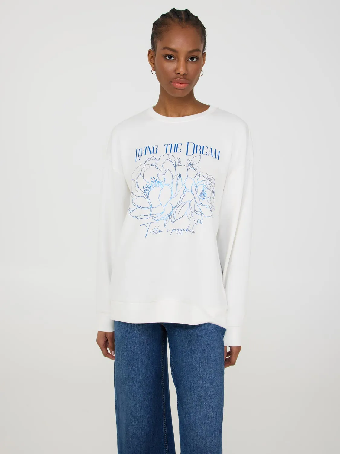 Floral Foil Graphic Sweatshirt sold by Suzy Shier