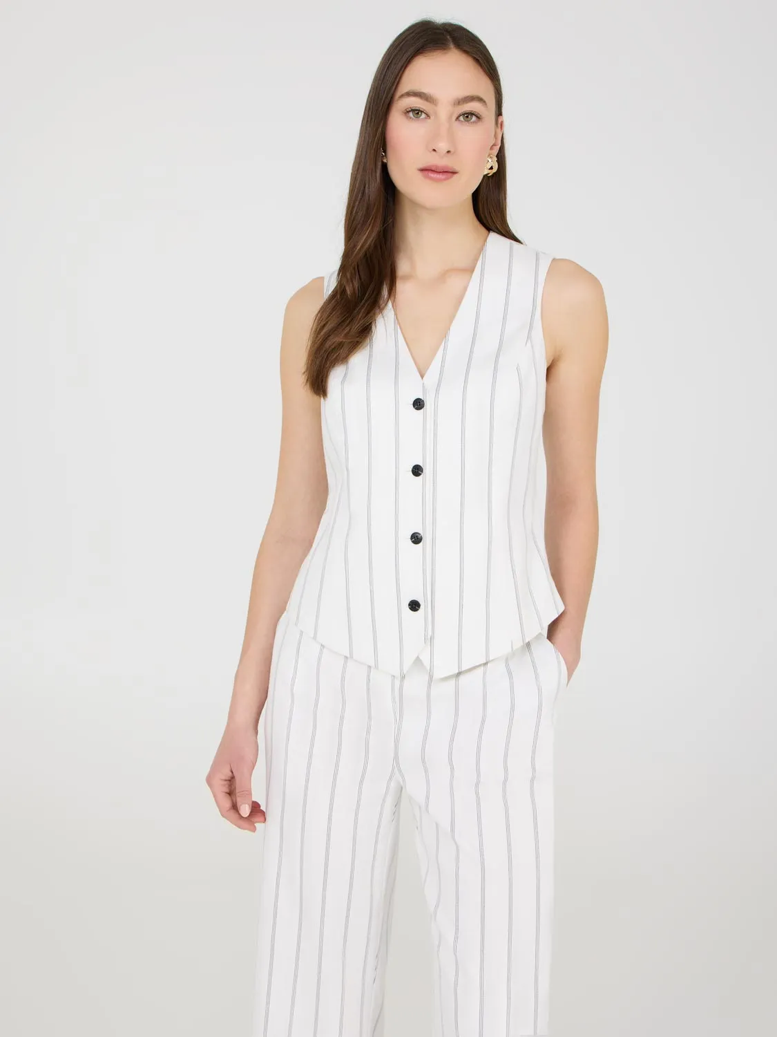 4-Button Striped Vest sold by Suzy Shier product image thumbnail 2