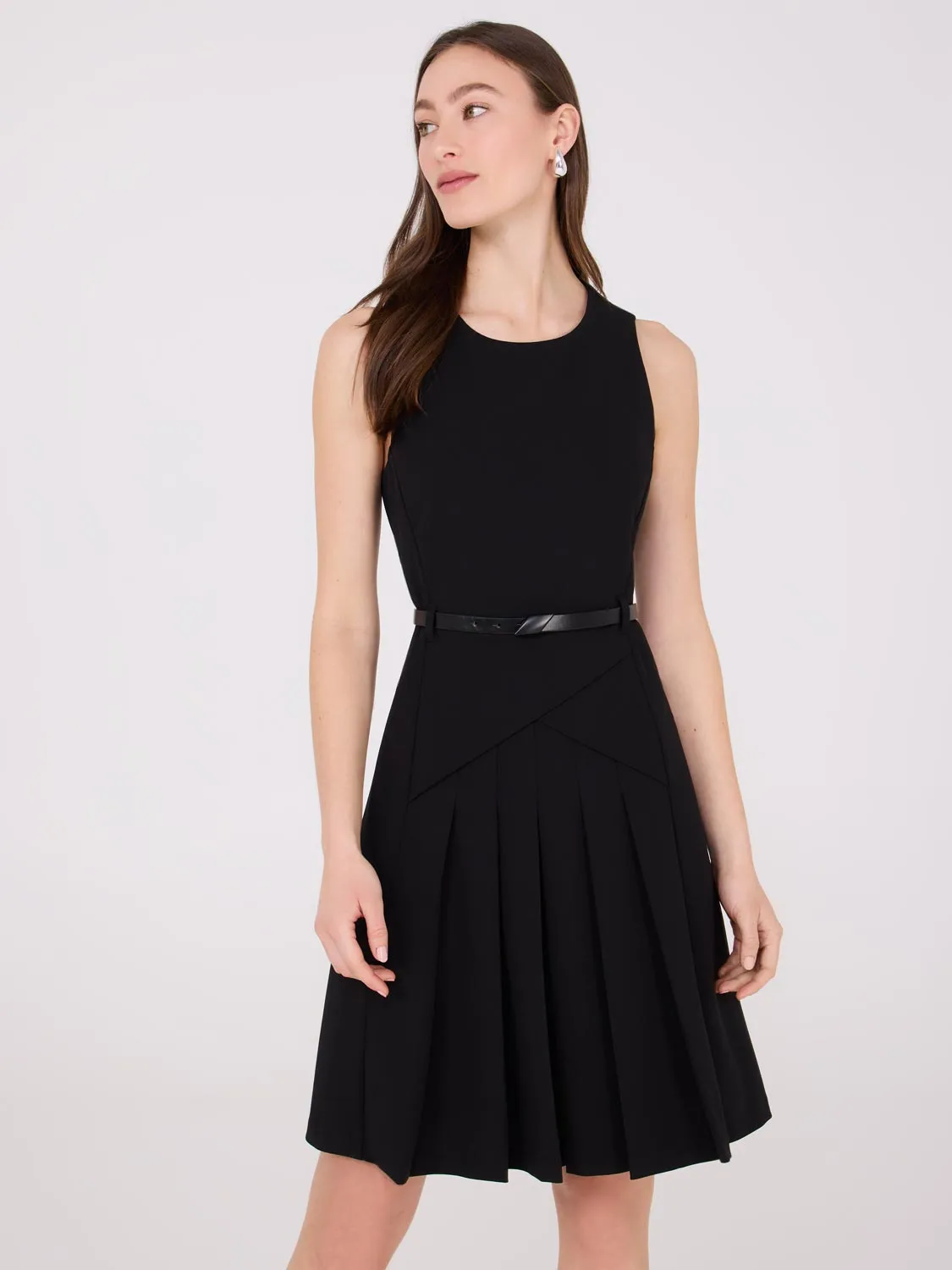 Box Pleat Crepe Mini Dress sold by Suzy Shier