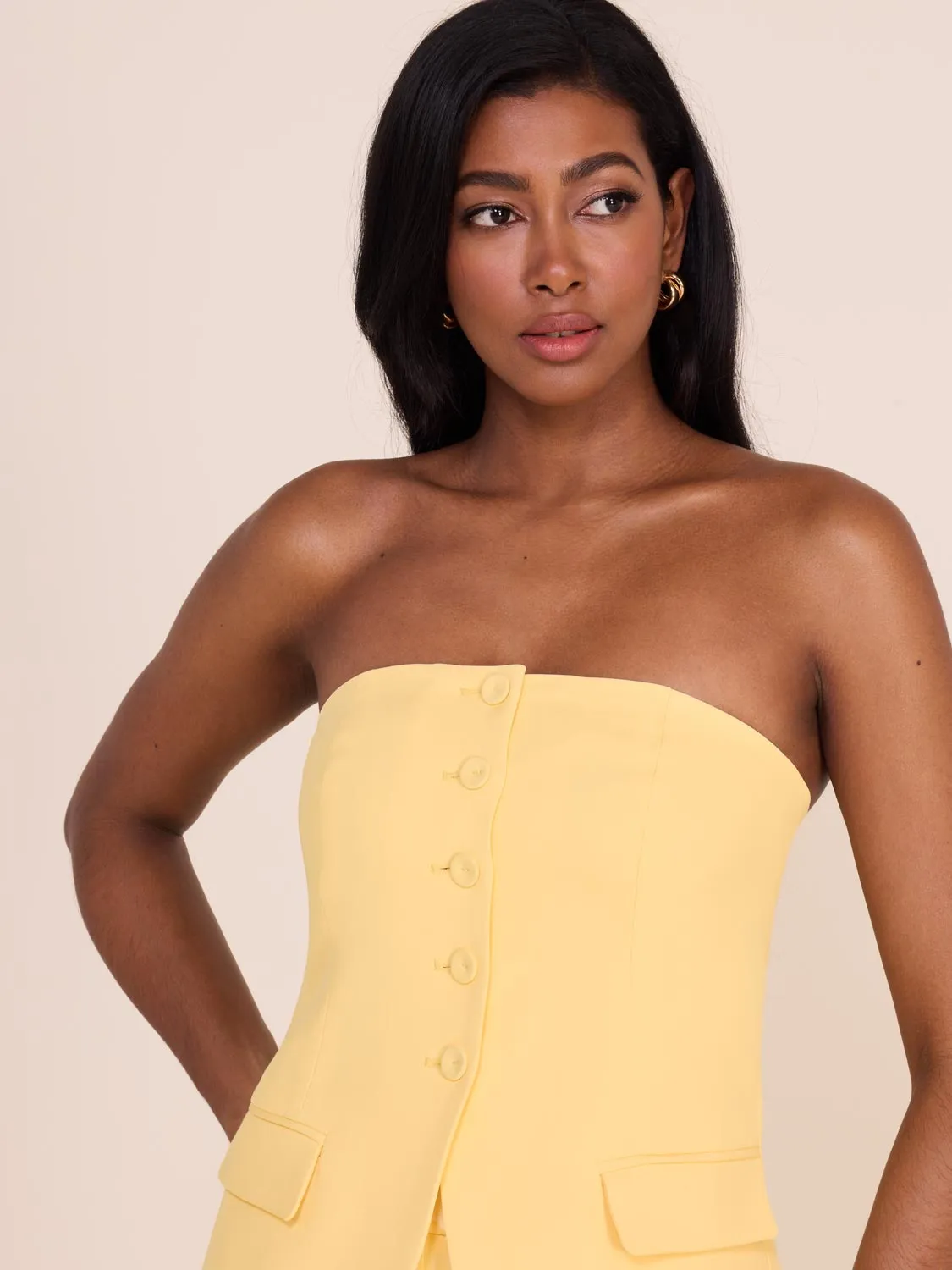 Button-Up Strapless Bustier Vest sold by Suzy Shier product image thumbnail 4