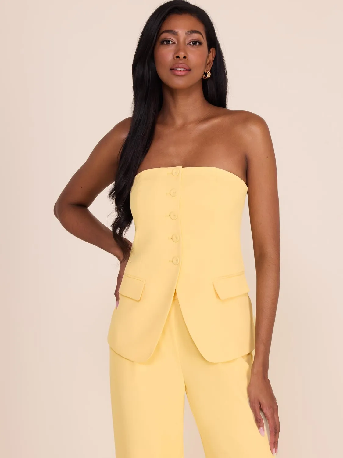 Button-Up Strapless Bustier Vest sold by Suzy Shier product image thumbnail 2