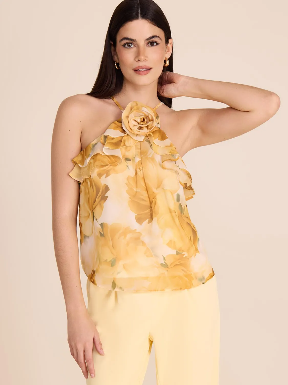 Printed Chiffon Halter Neck Blouse sold by Suzy Shier product image thumbnail 2