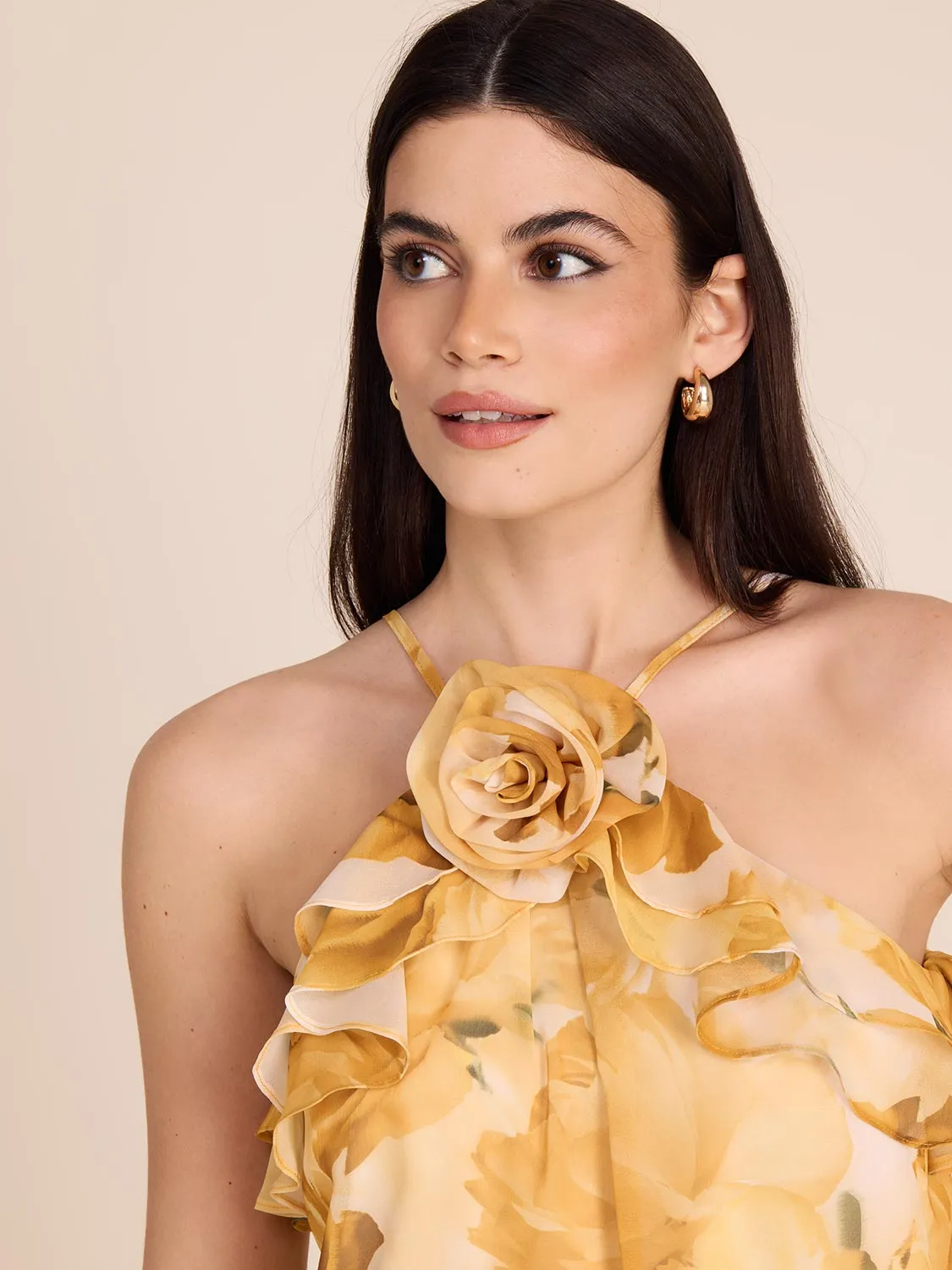 Printed Chiffon Halter Neck Blouse sold by Suzy Shier product image thumbnail 3