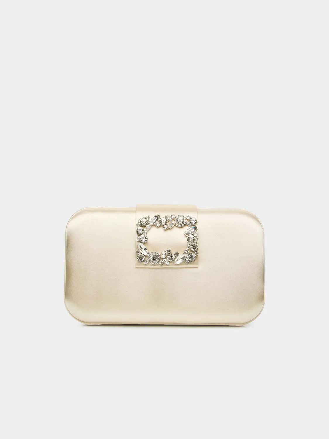 Satin Minaudiere With Rhinestone Buckle sold by Suzy Shier