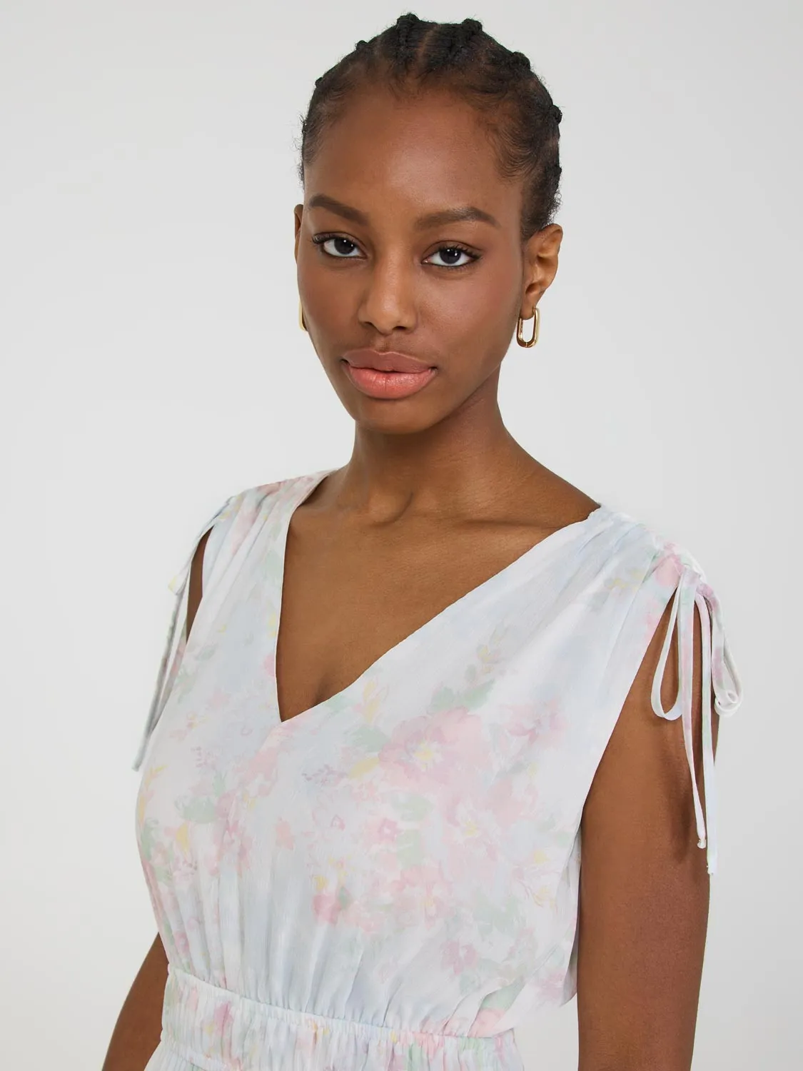 Floral Print Chiffon Tiered Midi Dress sold by Suzy Shier product image thumbnail 3