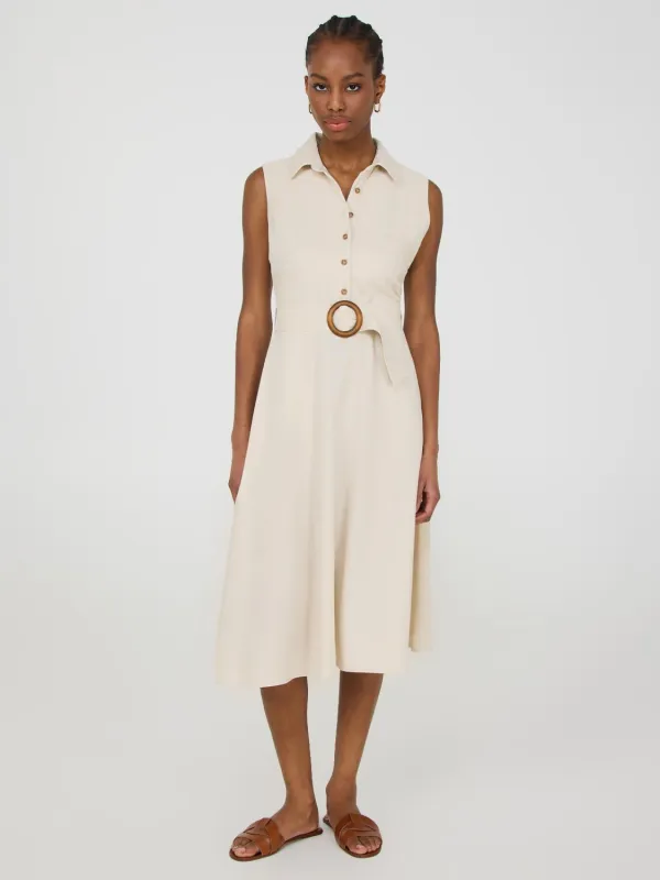 Sleeveless Linen Button-Front Midi Dress sold by Suzy Shier