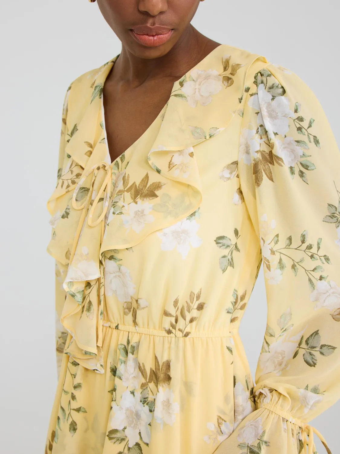 Floral Ruffle Chiffon Mini Dress sold by Suzy Shier product image thumbnail 2