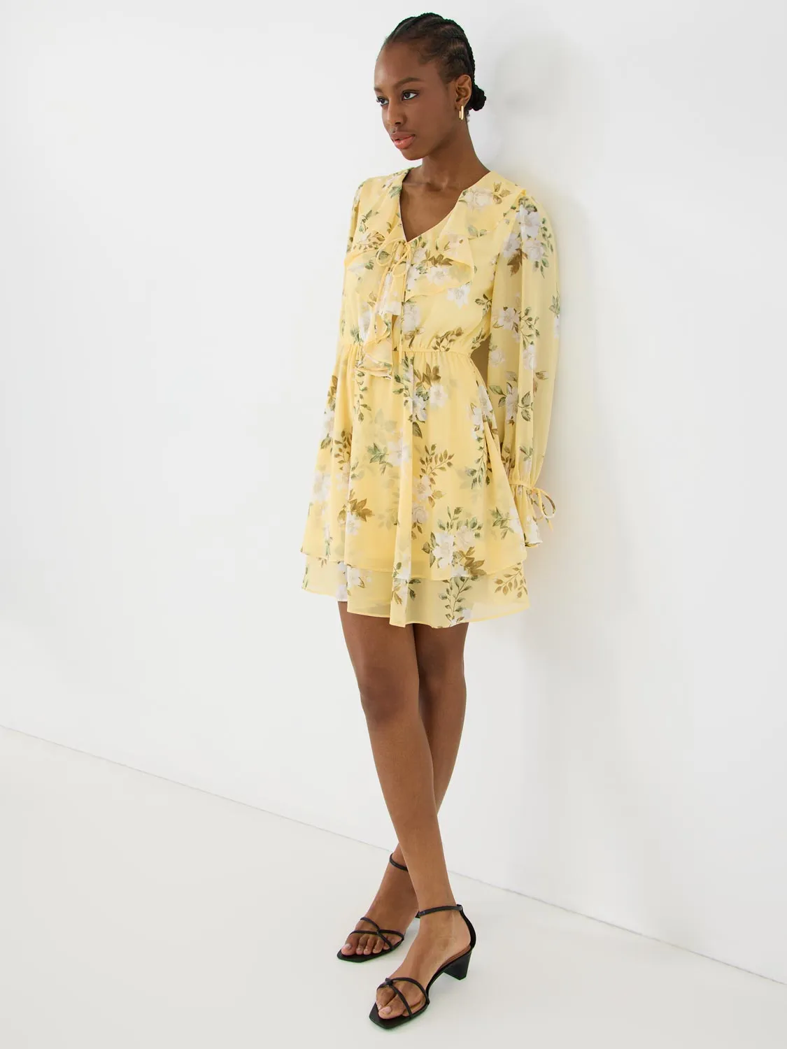 Floral Ruffle Chiffon Mini Dress sold by Suzy Shier product image thumbnail 3