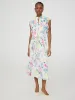 Printed Pleated Chiffon Dress With Ruffle Sleeves sold by Suzy Shier