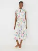 Printed Pleated Chiffon Dress With Ruffle Sleeves sold by Suzy Shier