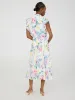 Printed Pleated Chiffon Dress With Ruffle Sleeves sold by Suzy Shier