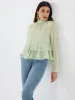 Mock Neck Chiffon Blouse With Ruffle Details sold by Suzy Shier