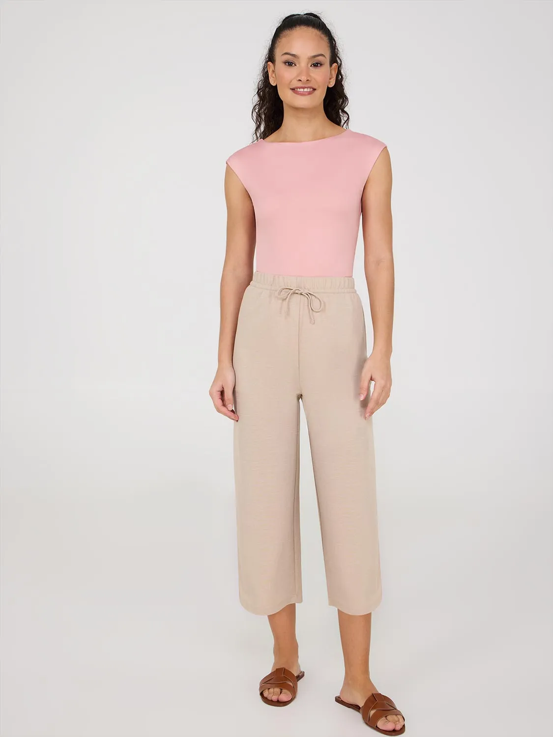 Drawstring Textured Wide-Leg Gaucho Pants sold by Suzy Shier product image thumbnail 3