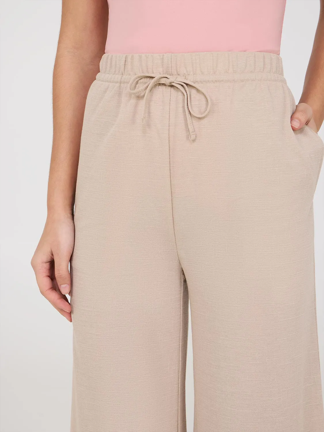 Drawstring Textured Wide-Leg Gaucho Pants sold by Suzy Shier product image thumbnail 2