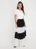Dot Print Tiered Maxi Skirt sold by Suzy Shier