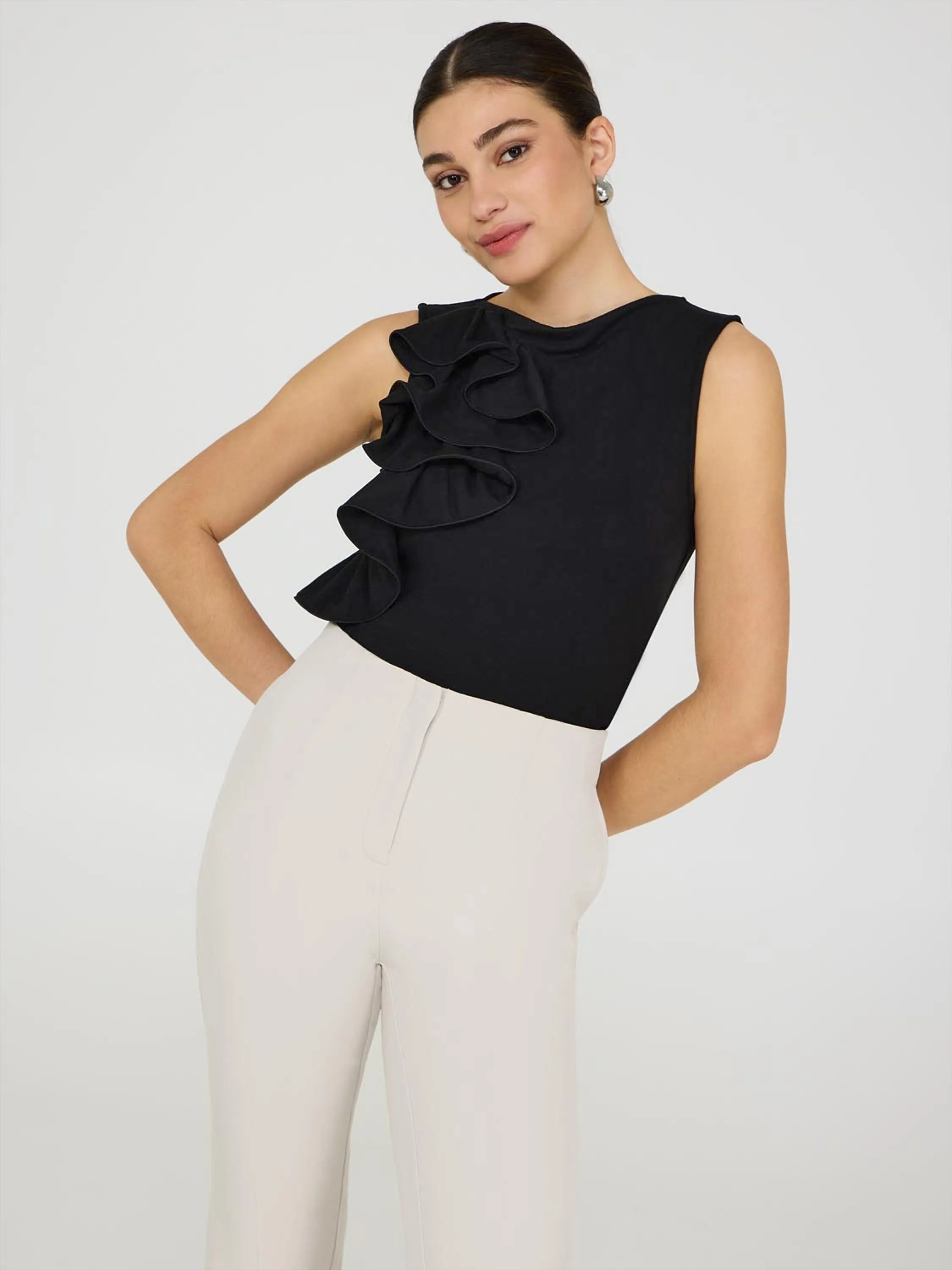 Sleeveless Ruffle Front Top sold by Suzy Shier product image thumbnail 2