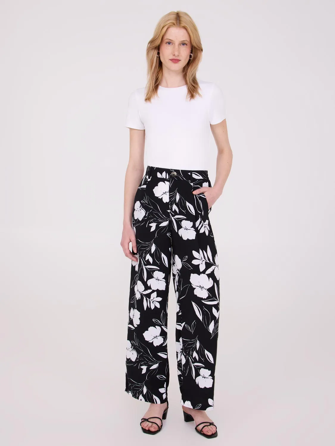 Printed Wide-Leg Mid-Rise Pants sold by Suzy Shier product image thumbnail 3