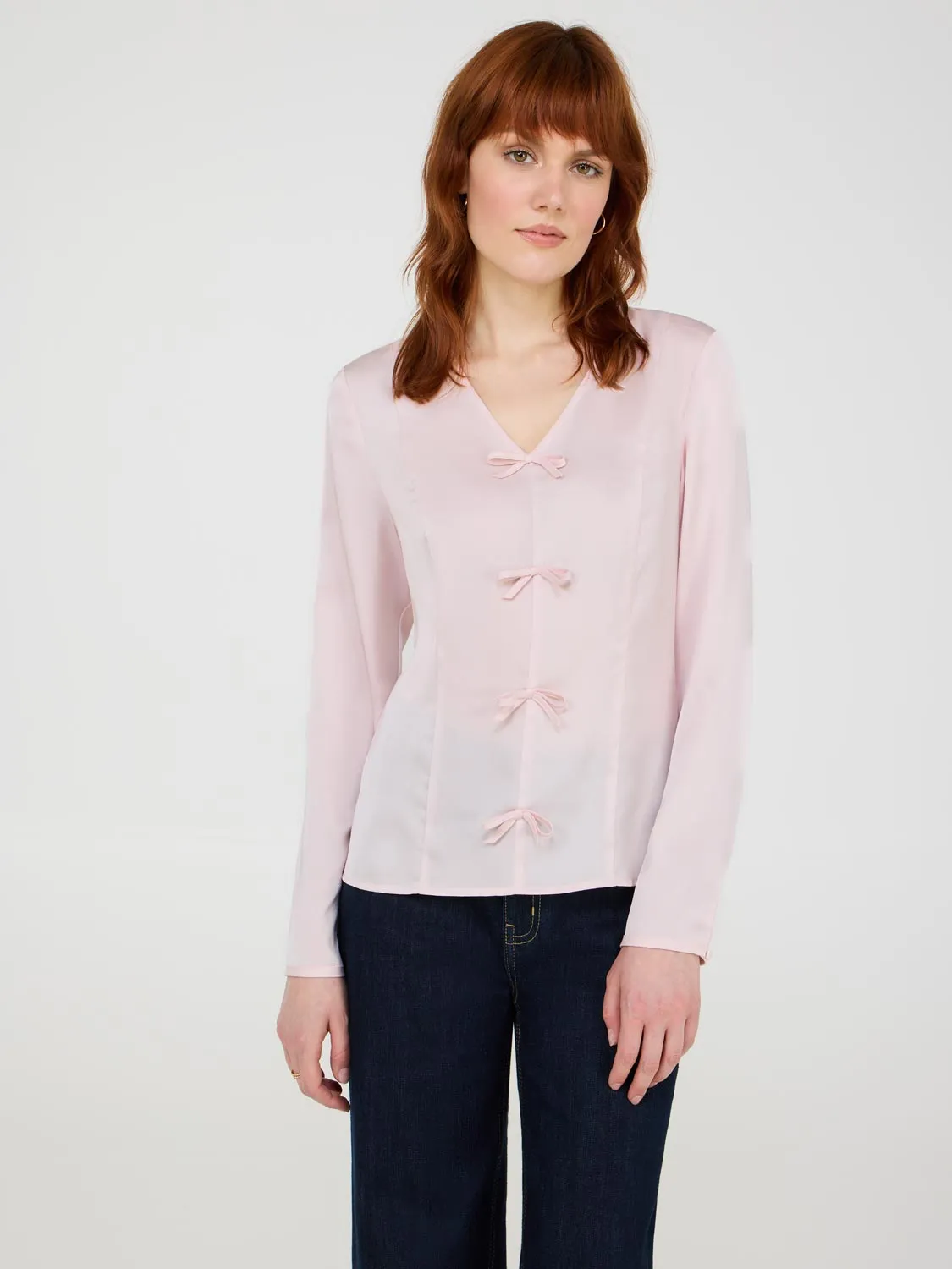 Bow-Detail Satin Blouse sold by Suzy Shier product image thumbnail 3