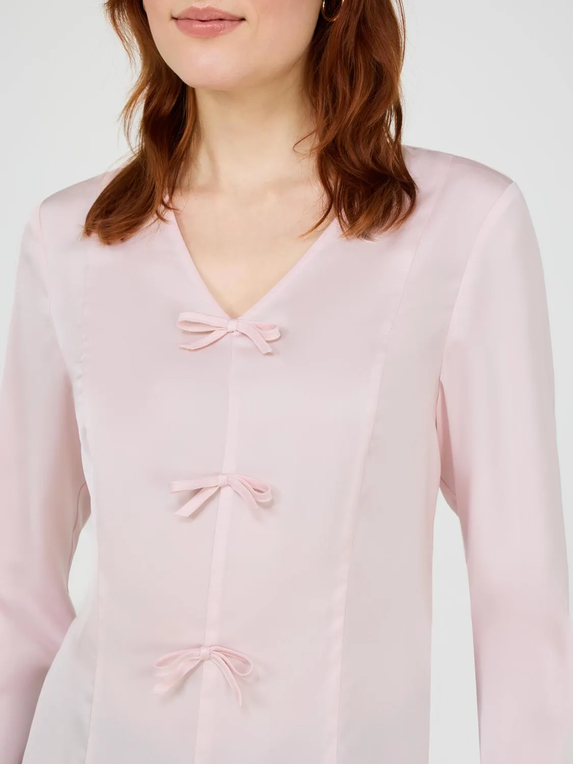 Bow-Detail Satin Blouse sold by Suzy Shier product image thumbnail 2