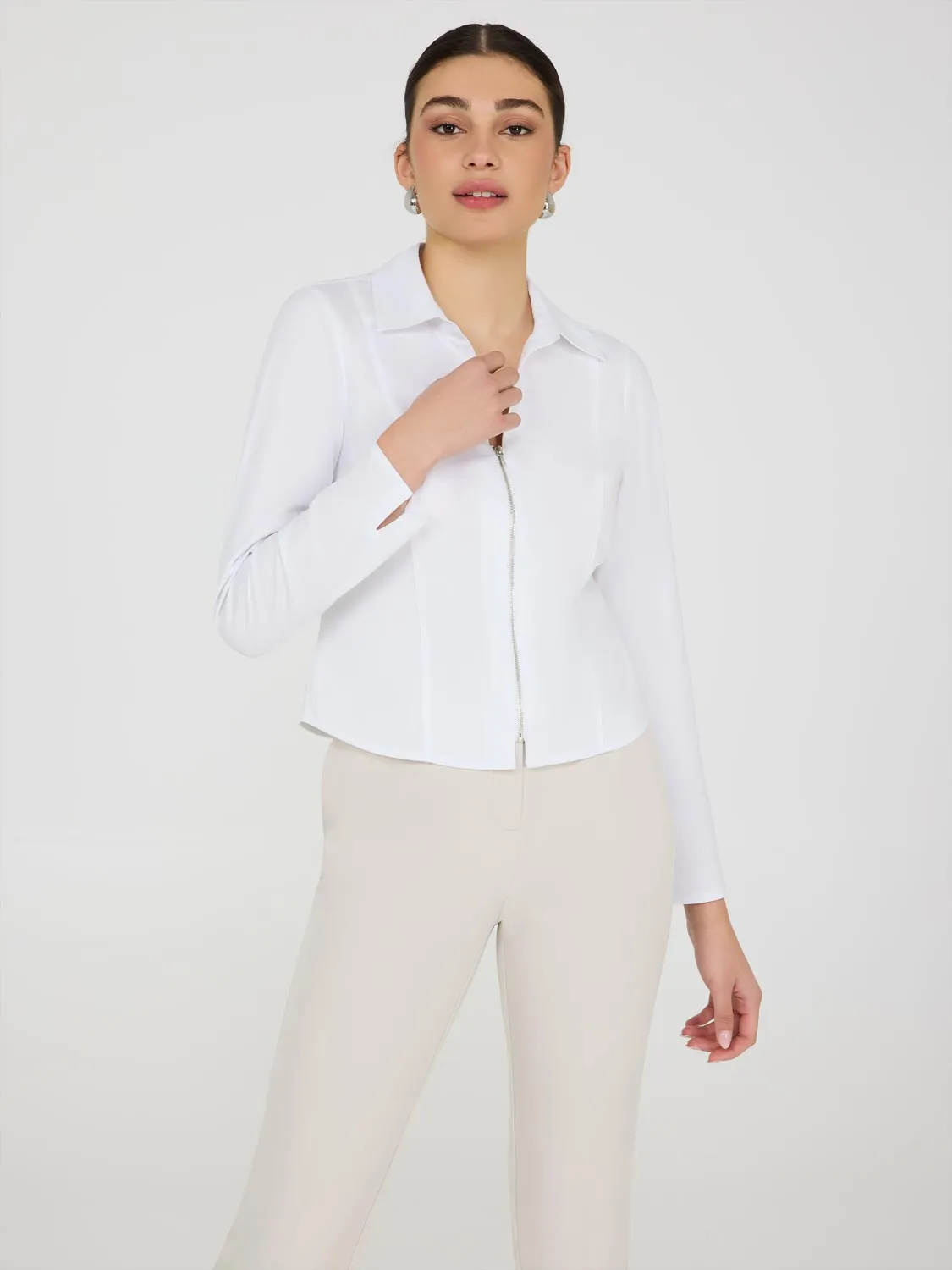 Zip-Front Blouse sold by Suzy Shier