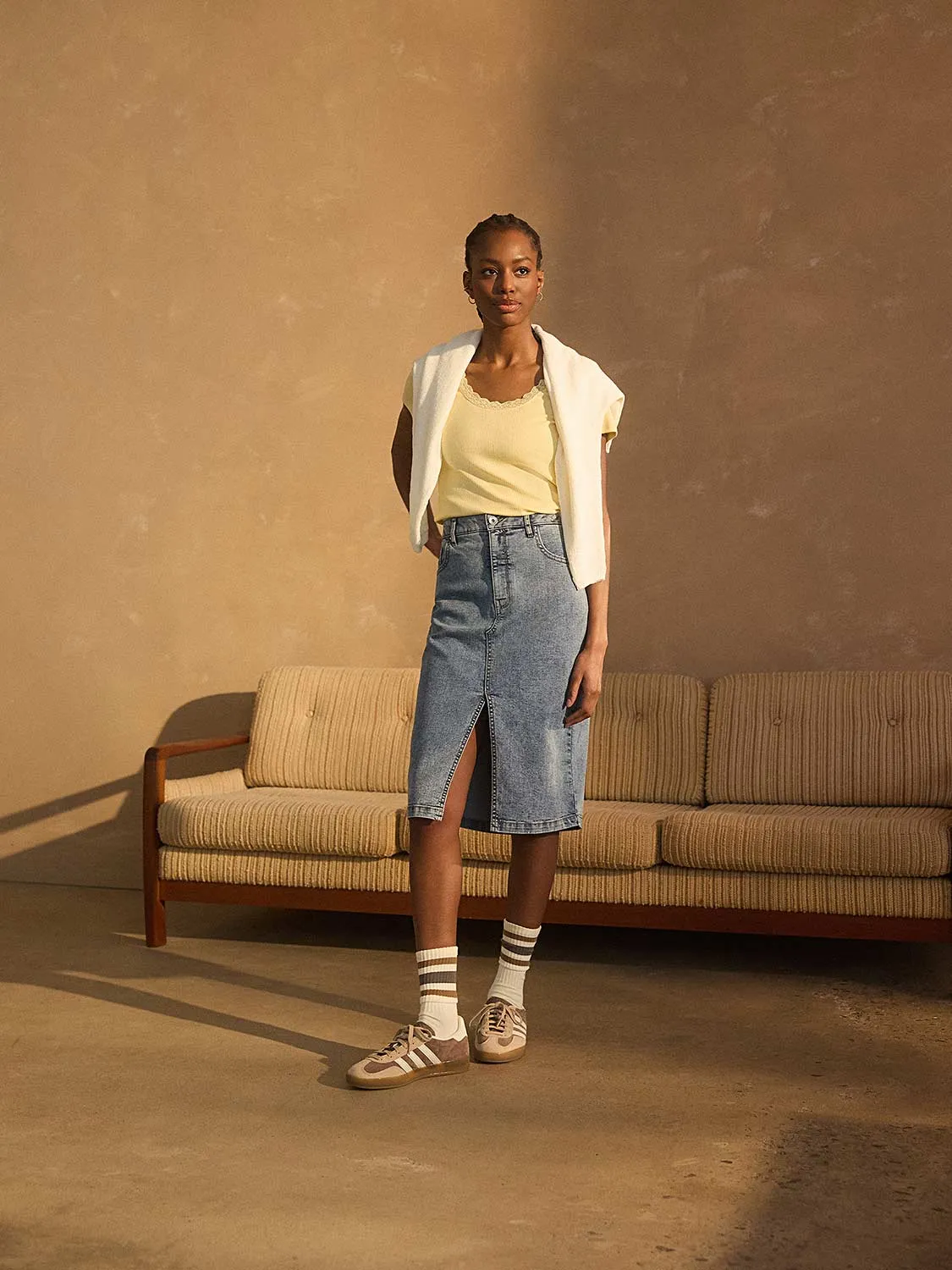 Denim Pencil Skirt sold by Suzy Shier